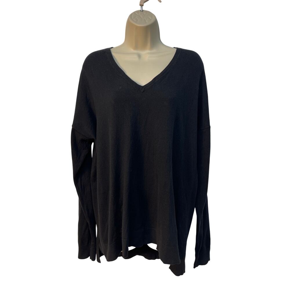 Gap Women’s Long‎ Sleeve V-Neck Top Color Black Size L Tall